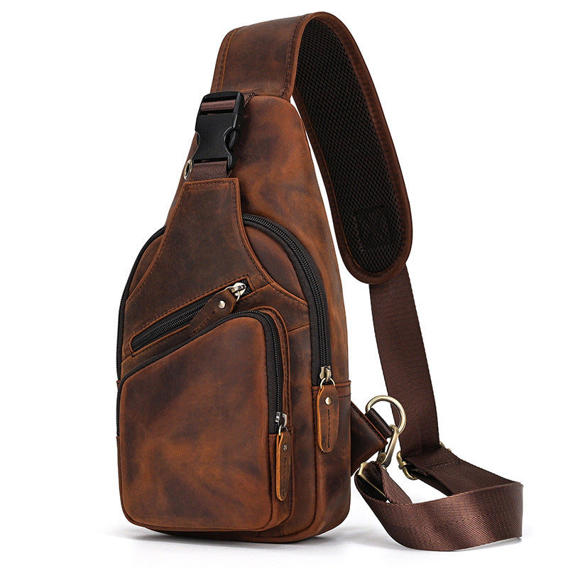 Men's Horse Leather Retro First Layer Cowhide Men's Chest Bags