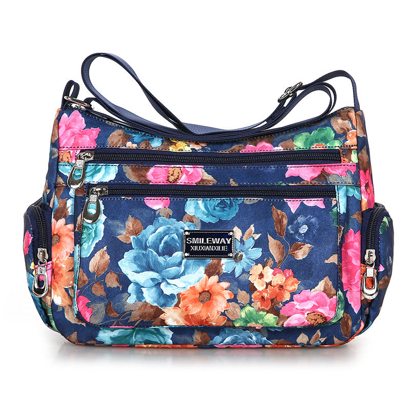 Women's Fashionable Printing Shopping Commuter Waterproof Nylon Shoulder Bags