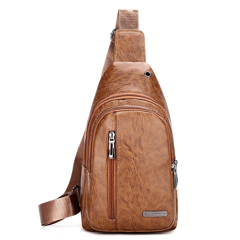 Men's Popular Soft Leather Business Fashion Men's Chest Bags