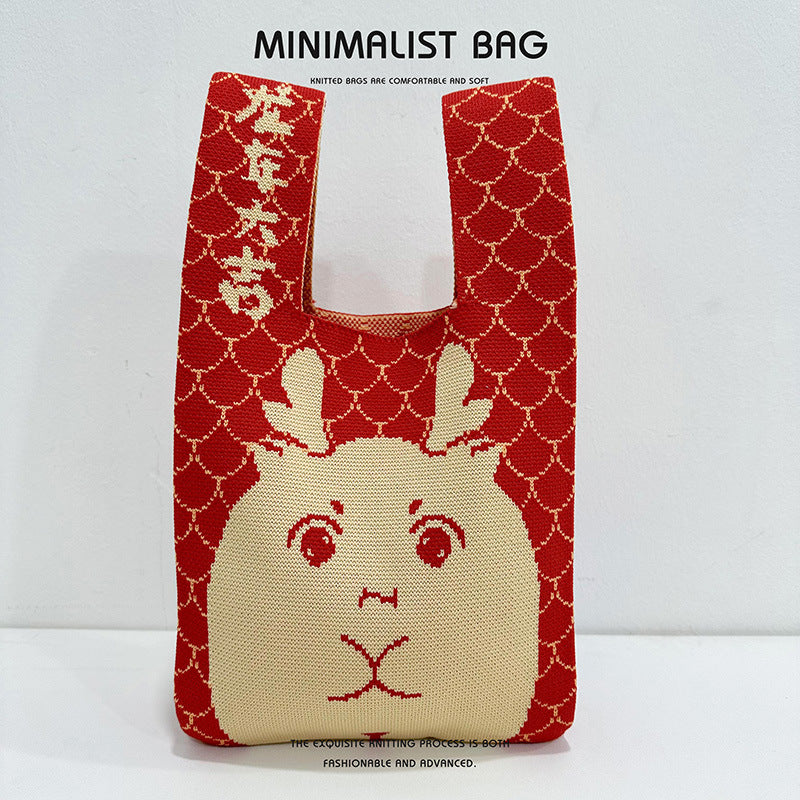 Red Festive Knitted Company Will Gift Bags