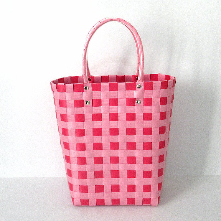 Women's Plastic Woven Knitted Basket Handmade Decorative Creative Handbags