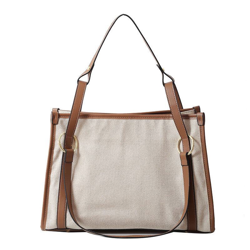 Trendy Women's Underarm Canvas Contrast Color Shoulder Bags