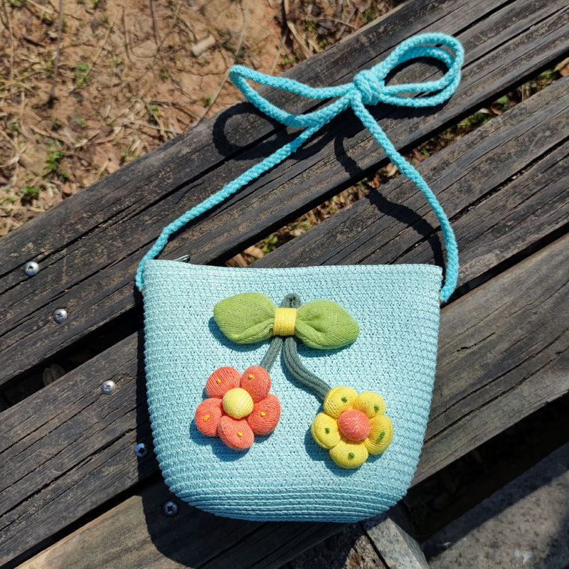 Children's Summer Weaving Straw Cute Mobile Western Phone Bags