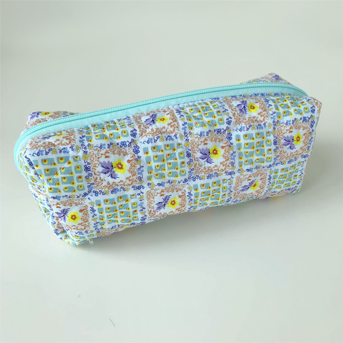 Brush Cotton Embroidery Quilted Large Capacity Pencil Cosmetic Bags