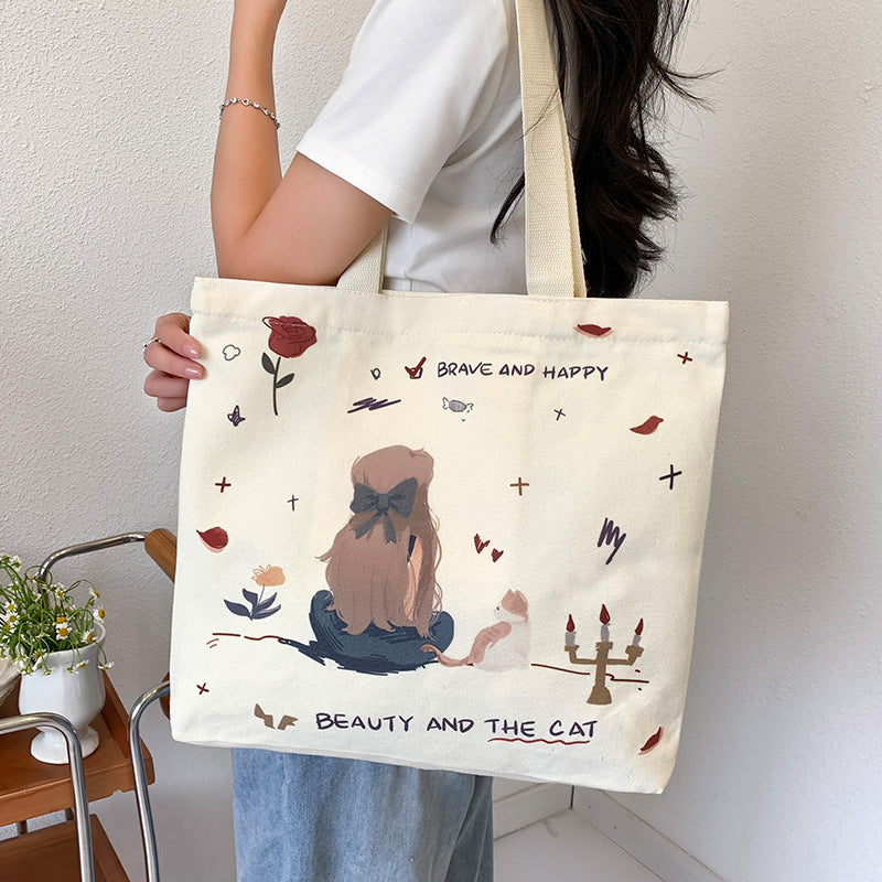 Women's Canvas Large Capacity Korean Style Commuter Women's Shoulder Bag