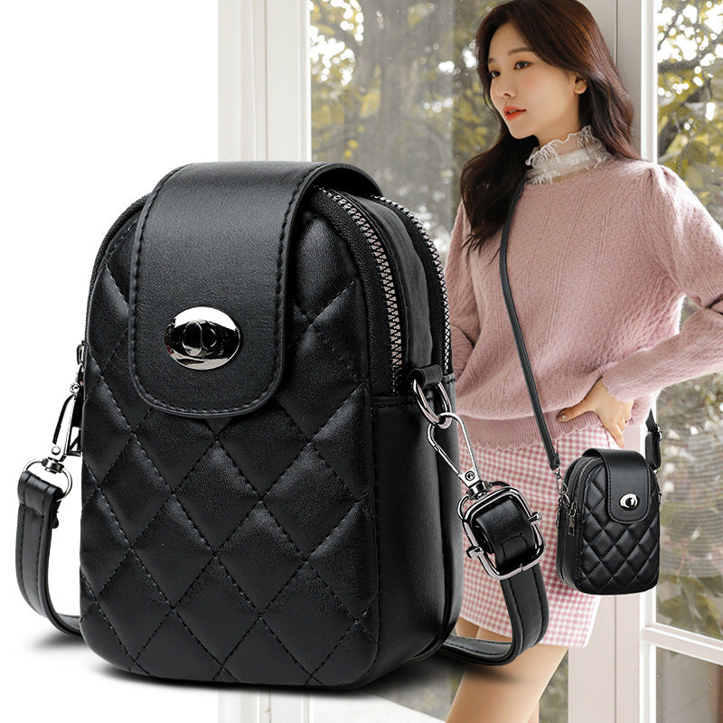 Women's Spring Fashion Rhombus Embroidery Thread Crossbody Bags