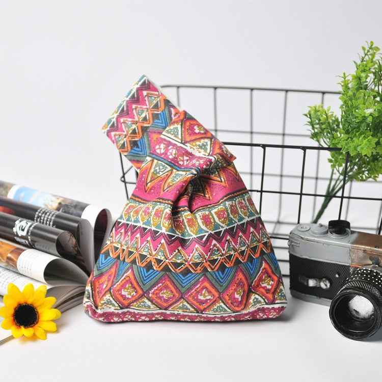 Classy Wrist Cotton Linen Fabric Fresh Handbags