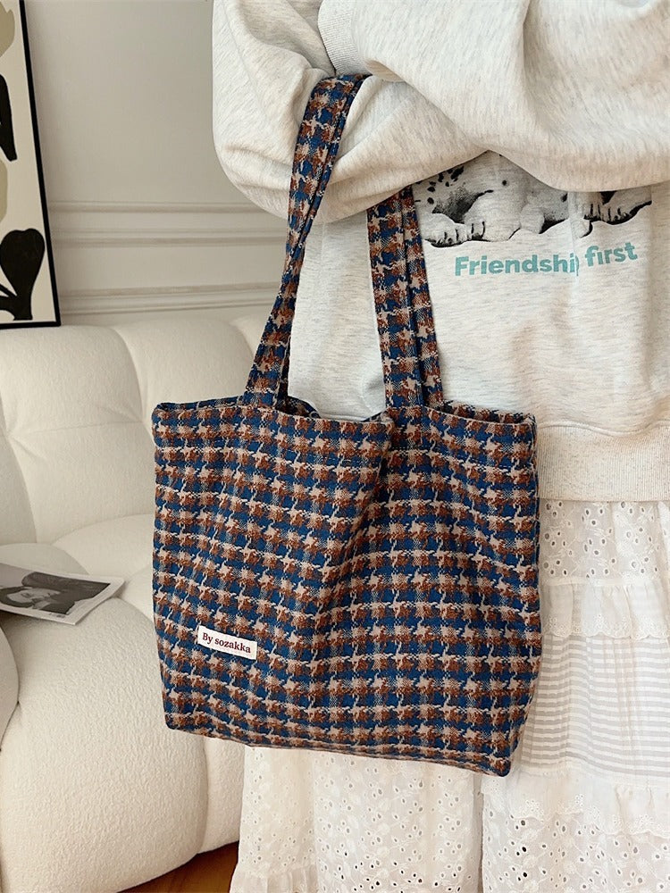Women's Korean Style Canvas Woolen Large Capacity Shoulder Bags
