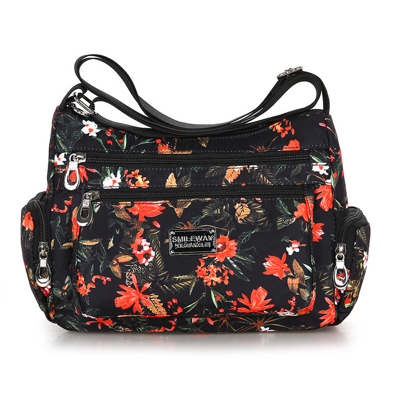 Women's Fashionable Printing Shopping Commuter Waterproof Nylon Shoulder Bags