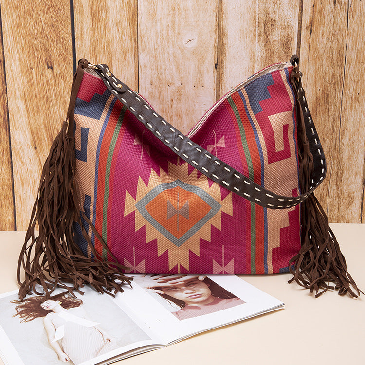 Women's Vintage Hand-woven Cotton And Linen Large Crossbody Bags
