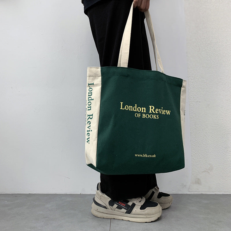 Letters Large Capacity Canvas College Style Shoulder Bags