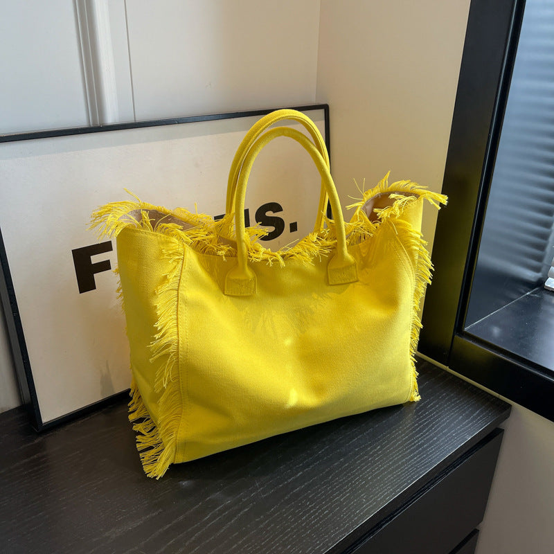 Large Capacity Design Tassel Advanced Texture Handbags