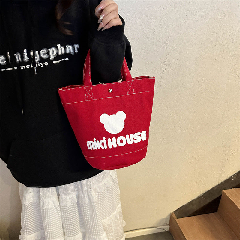 Canvas Printing Cartoon Letters Large Capacity Handbags