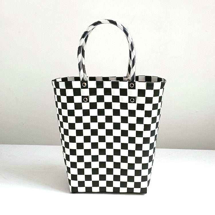 Women's Plastic Woven Knitted Basket Handmade Decorative Creative Handbags