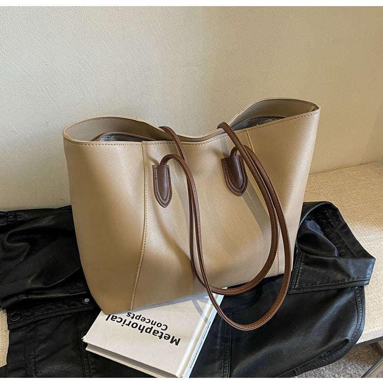 Women's Capacity Fashion Simple Solid Color Big Shoulder Bags