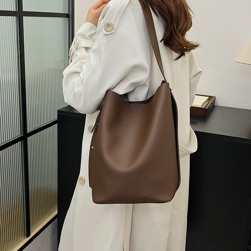 Women's Retro Fashion Lychee Pattern Large Capacity Shoulder Bags