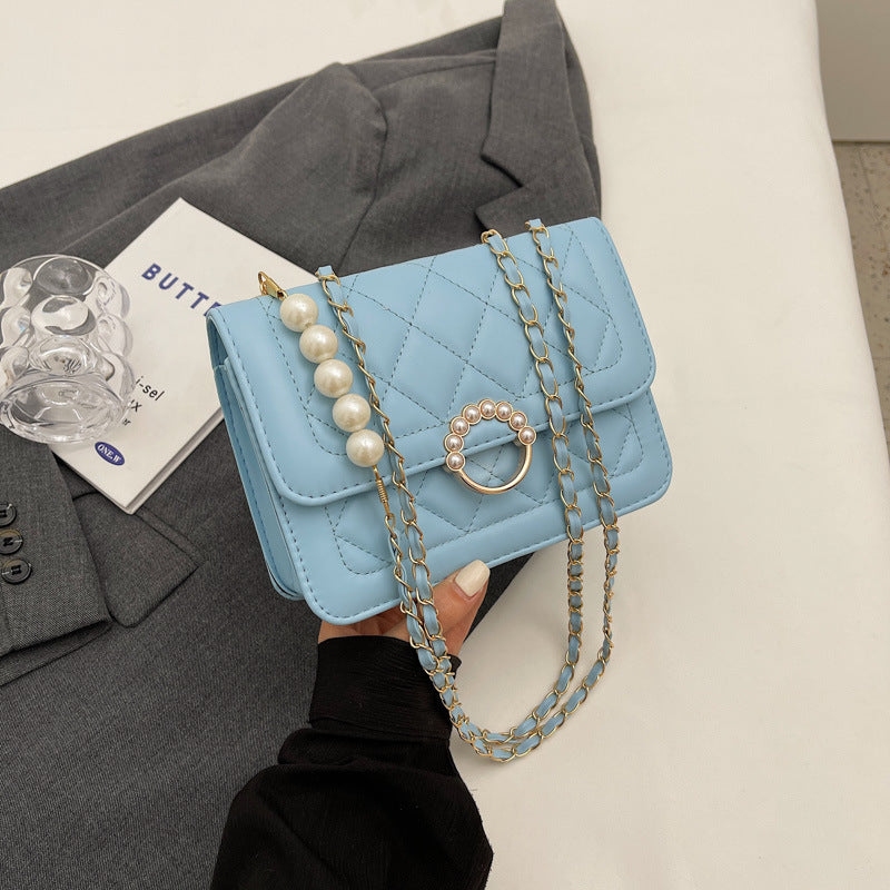 Women's Summer Mini Trendy Pearl Chain White Shoulder Bags