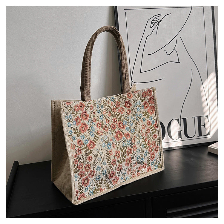 Women's Korean Style Good-looking Large Capacity Cotton Linen Handbags