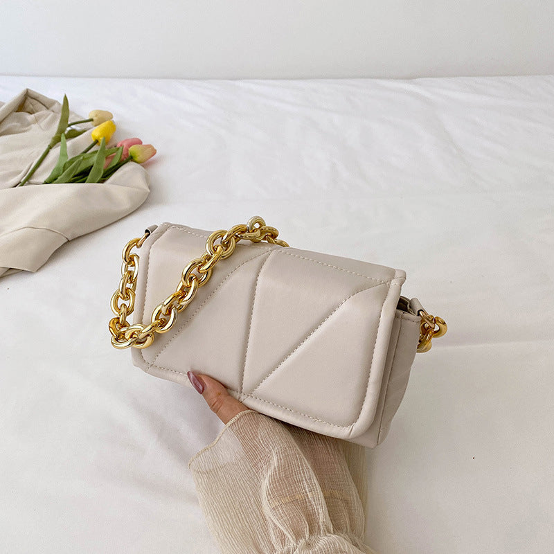 Women's Fashion Solid Color Simple Texture Chain Bags