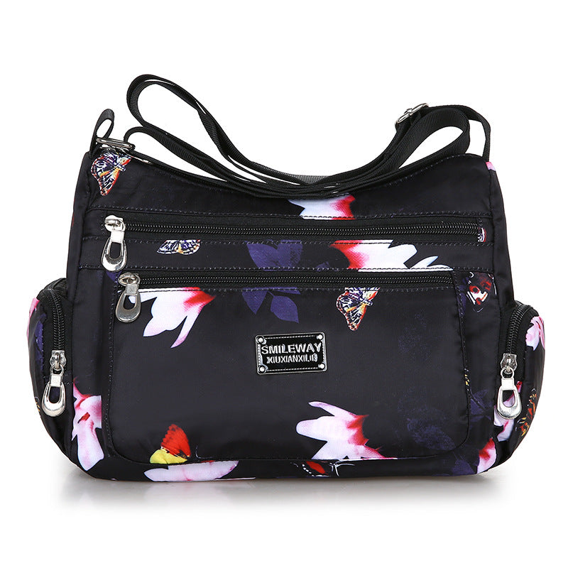 Women's Fashionable Printing Shopping Commuter Waterproof Nylon Shoulder Bags