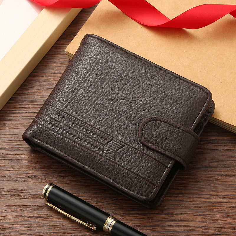 Men's Leather Short Zipper Hasp Billfold Purses