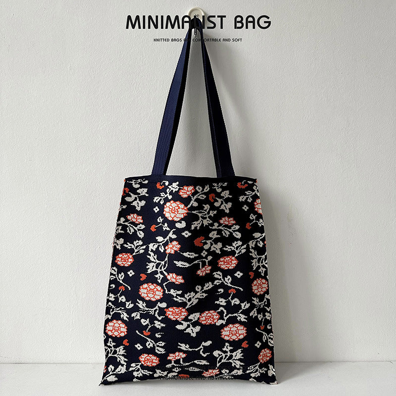 Design Cute Panda Knitted Korean Style Versatile Large Shoulder Bags