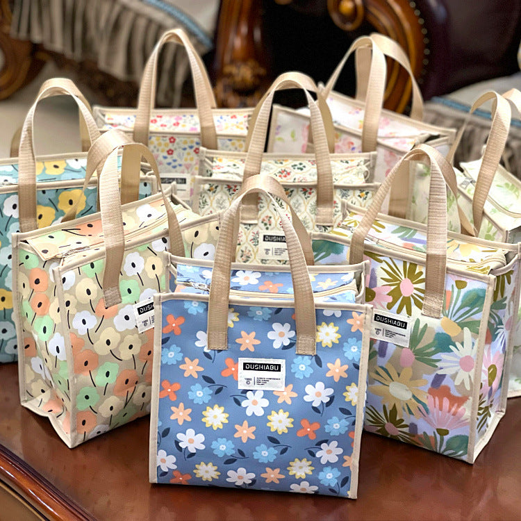 Floral Large Capacity Portable Wash Lunch Box Bags