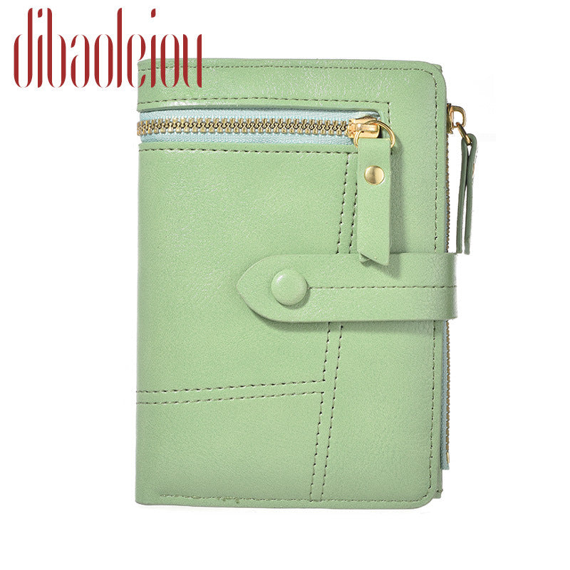 Women's Fashion Short Leather Zipper Folding Coin Purses