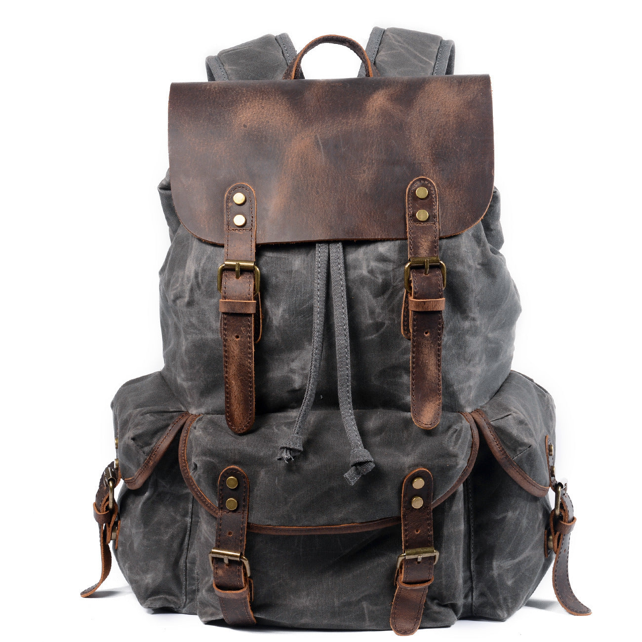 Men's Shiralee Vintage Drawstring Oil Wax Canvas Backpacks