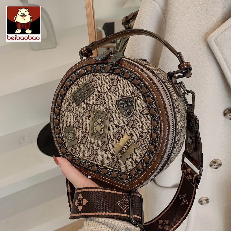 New Women's Source Fashion Badge Round Crossbody Bags