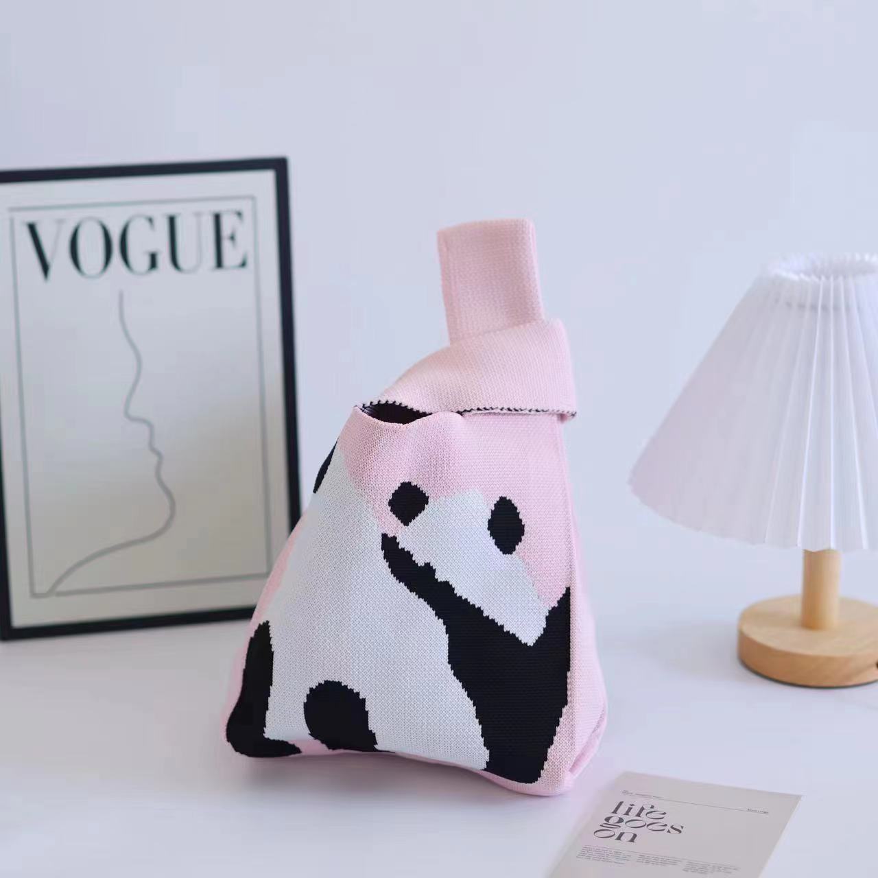 Women's Boat Festival Panda Knitted Wrist Handbags