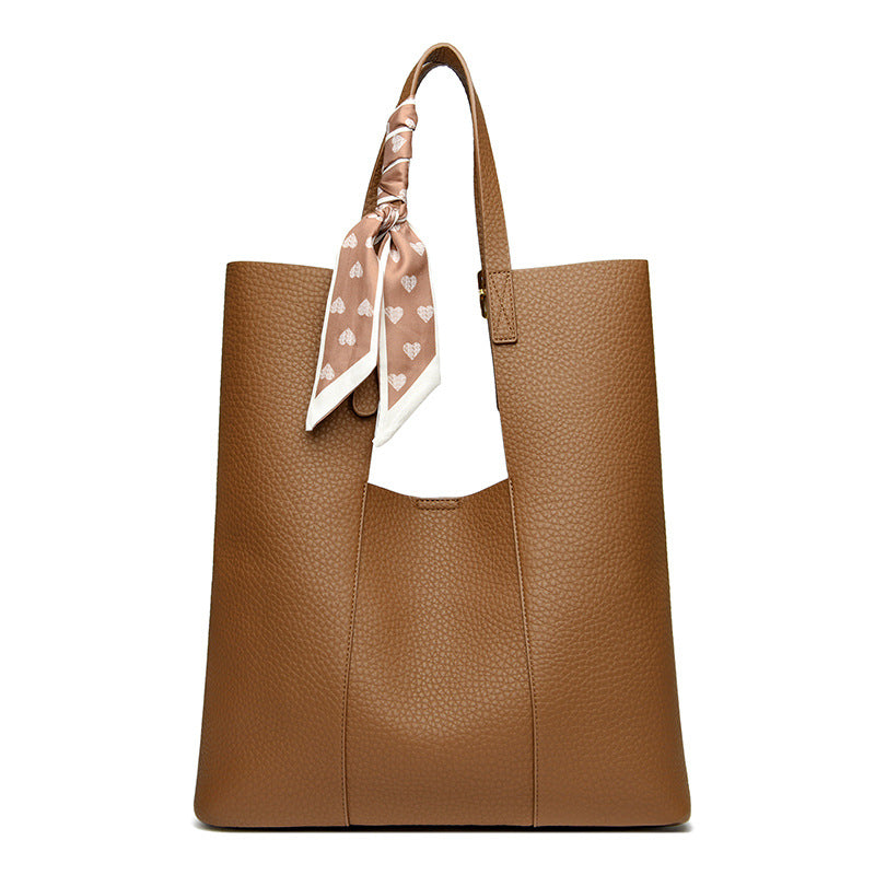 Women's Large Capacity Lychee Pattern Commuter Portable Shoulder Bags