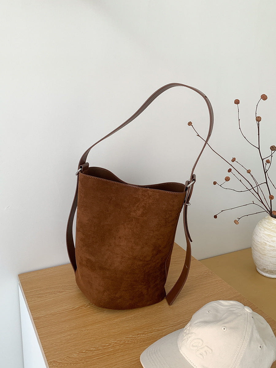 Capacity Female Single Suede Simple Korean Shoulder Bags