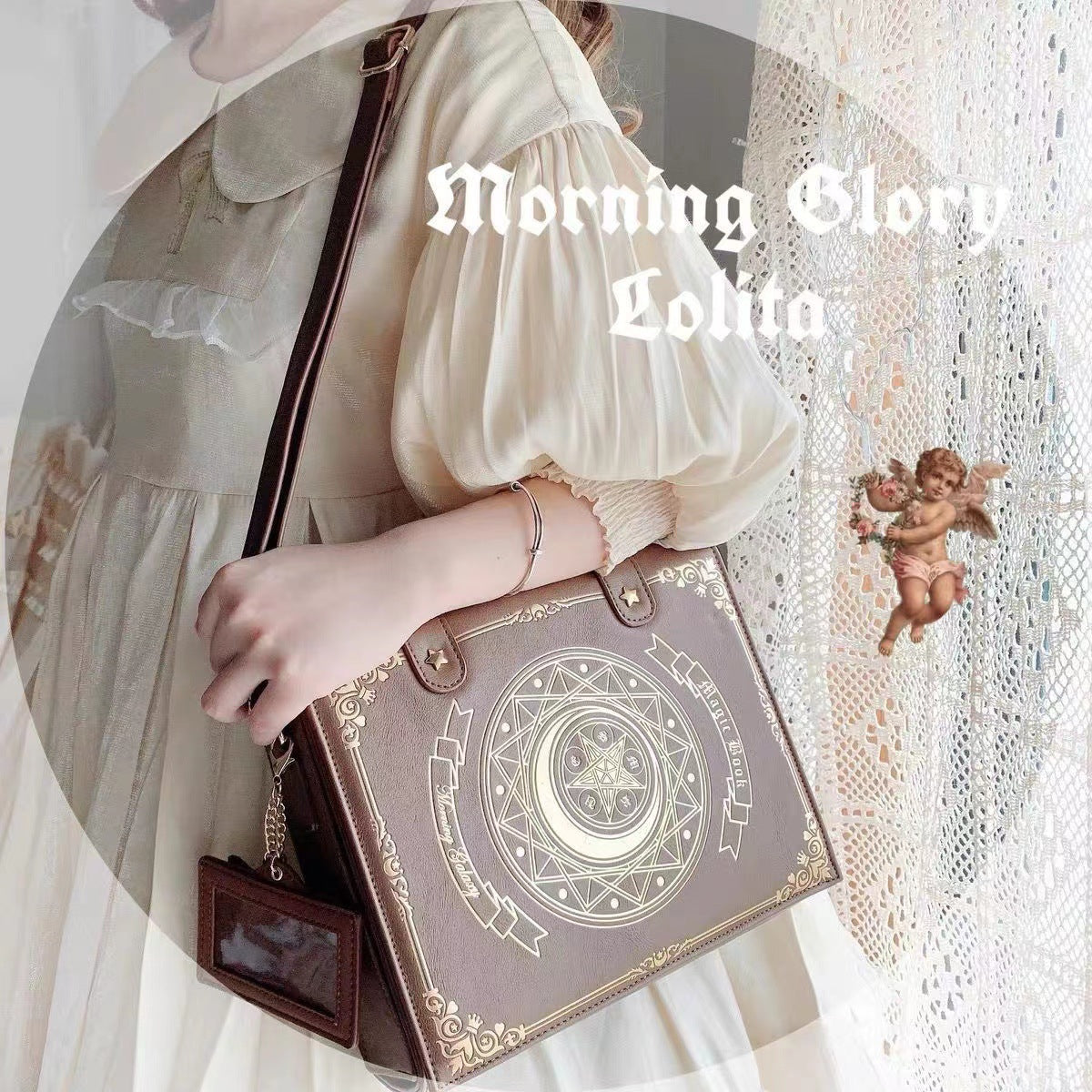 Star Moon Magic Book Flip Lady Shoulder Bags