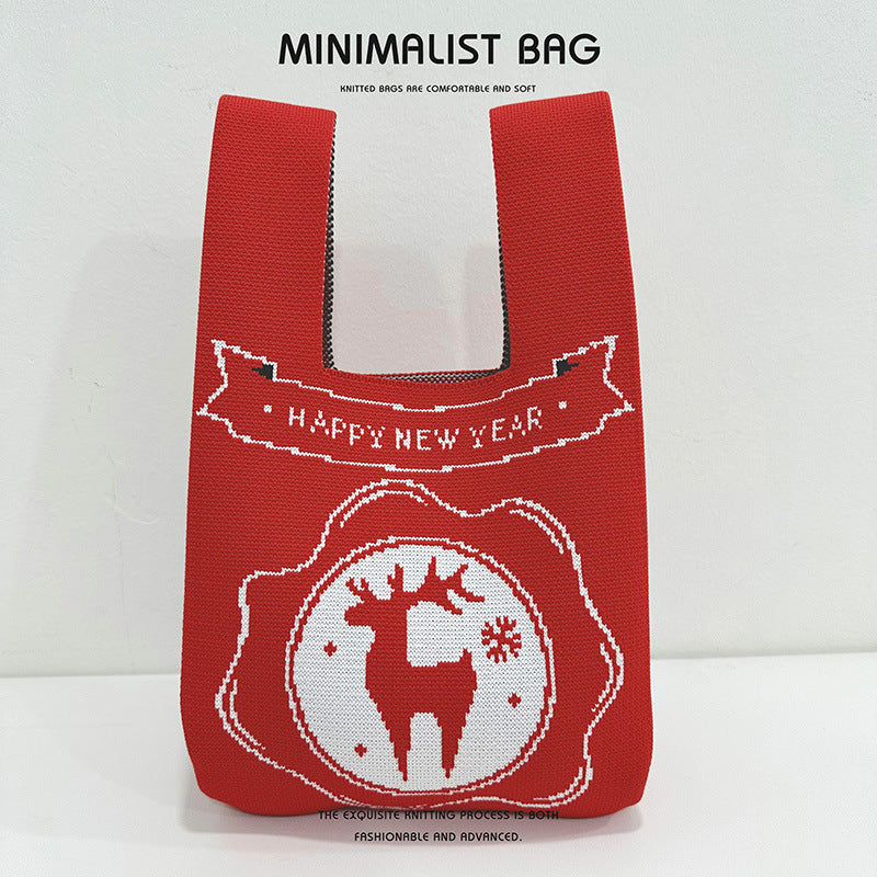 Red Festive Knitted Company Will Gift Bags