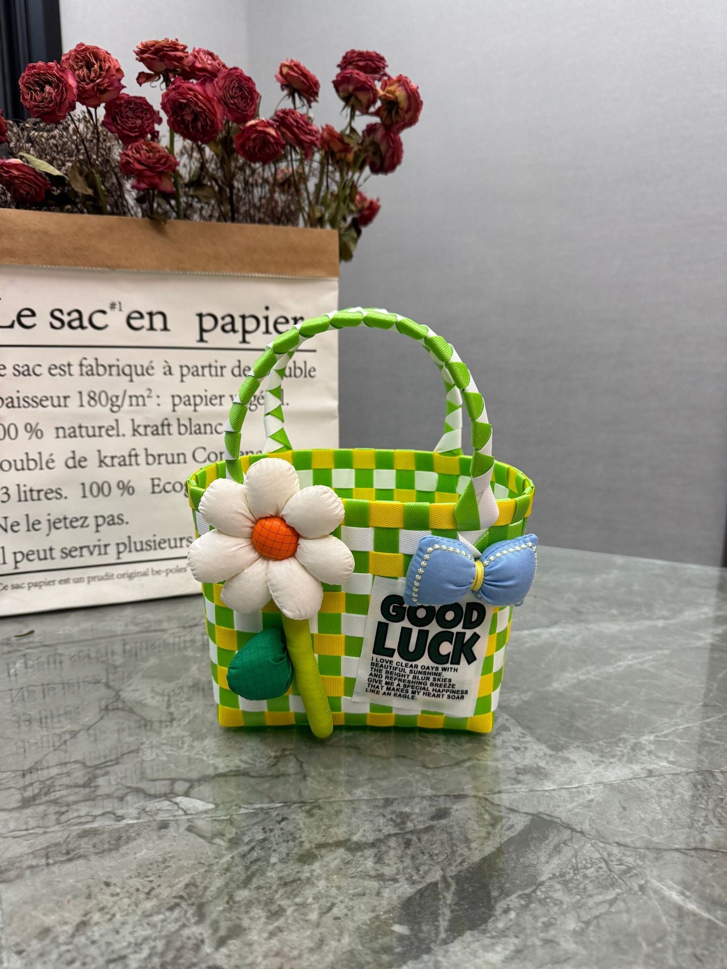 Woven Vegetable Basket With Hand Gift Handbags