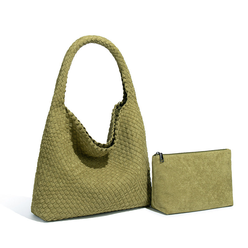 Women's Handmade Woven Idle Style Single Underarm Bucket Bags