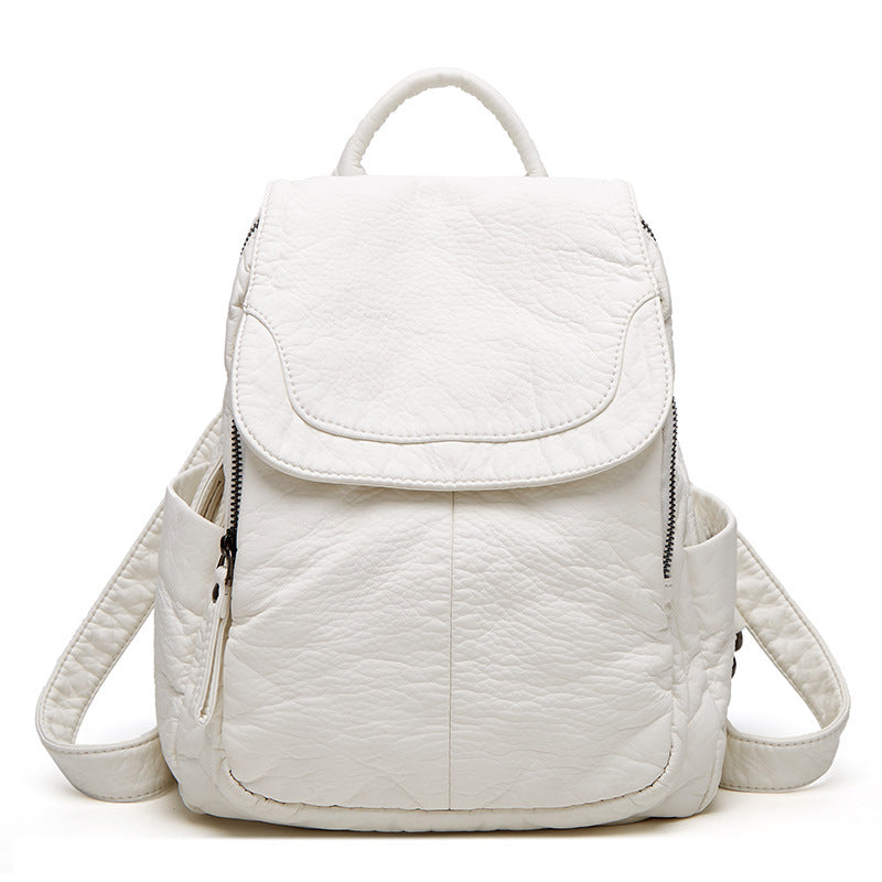 Fashion Soft Leather Female Simple Large Capacity Backpacks