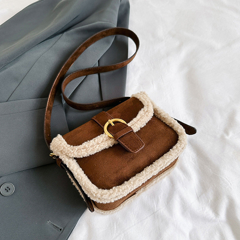Women's Contrast Color Design One Fashion Lamb Shoulder Bags