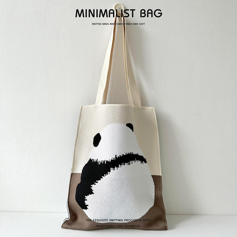 Design Cute Panda Knitted Korean Style Shoulder Bags