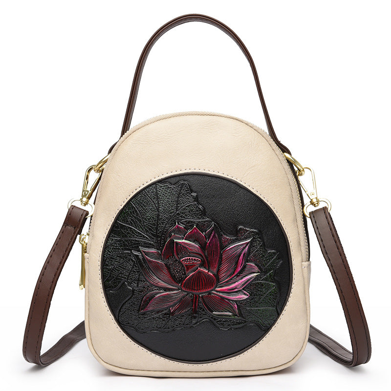 Women's Lotus National Style Embossed Fashion Shoulder Bags
