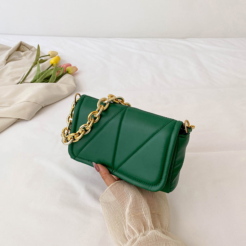 Women's Fashion Solid Color Simple Texture Chain Bags