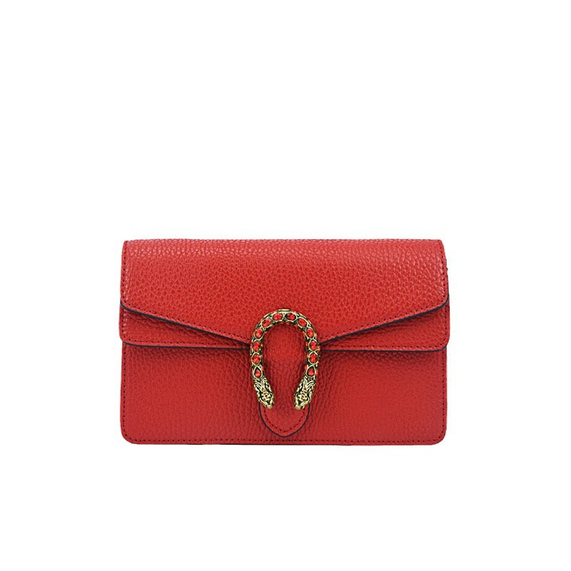 Women's God Lychee Pattern High-grade Chain Retro Crossbody Bags