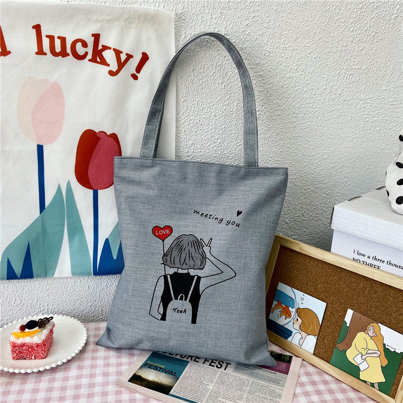 Canvas Printed Simple Fashion Packaging Book Handbags