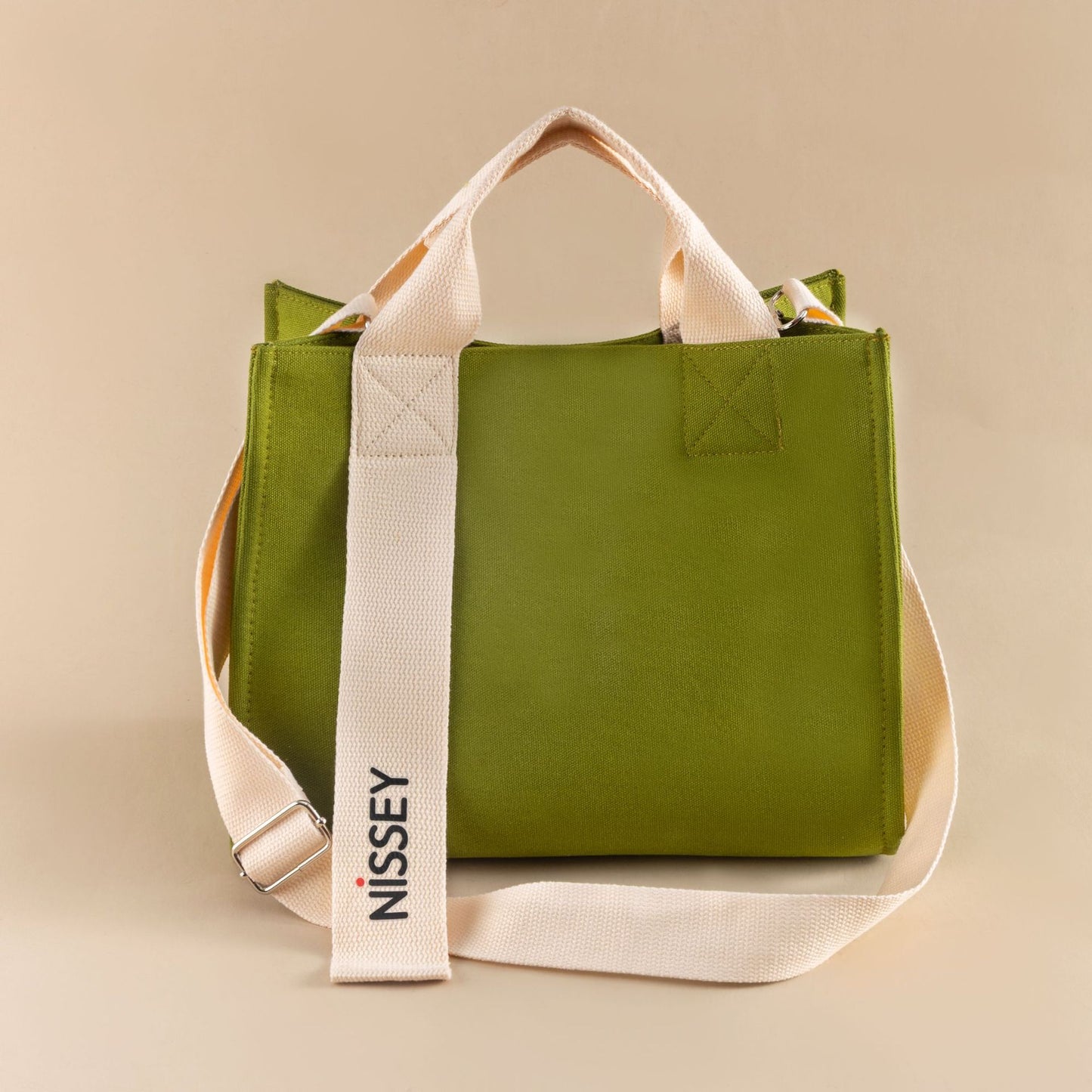 Ribbon Contrast Color Canvas Class Large Handbags
