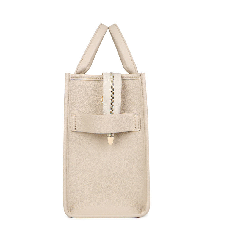 Women's Solid Color Letter Simple Large Shoulder Bags