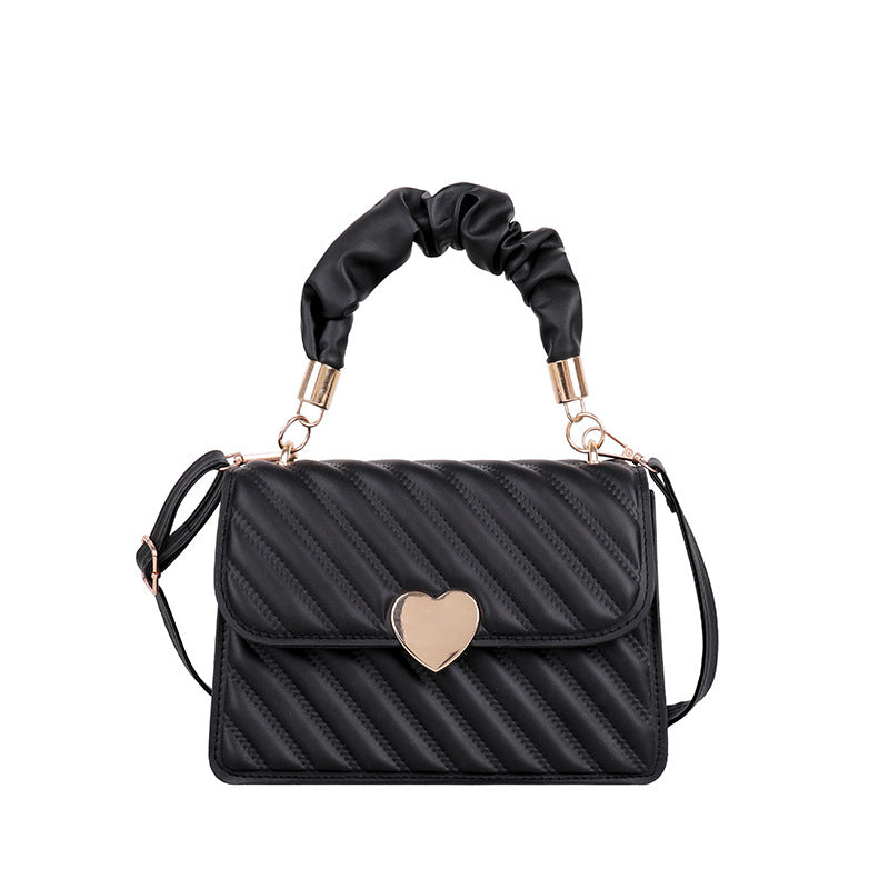 Women's Younger Fashion Fresh Peach Heart Pleated Lovely Shoulder Bags