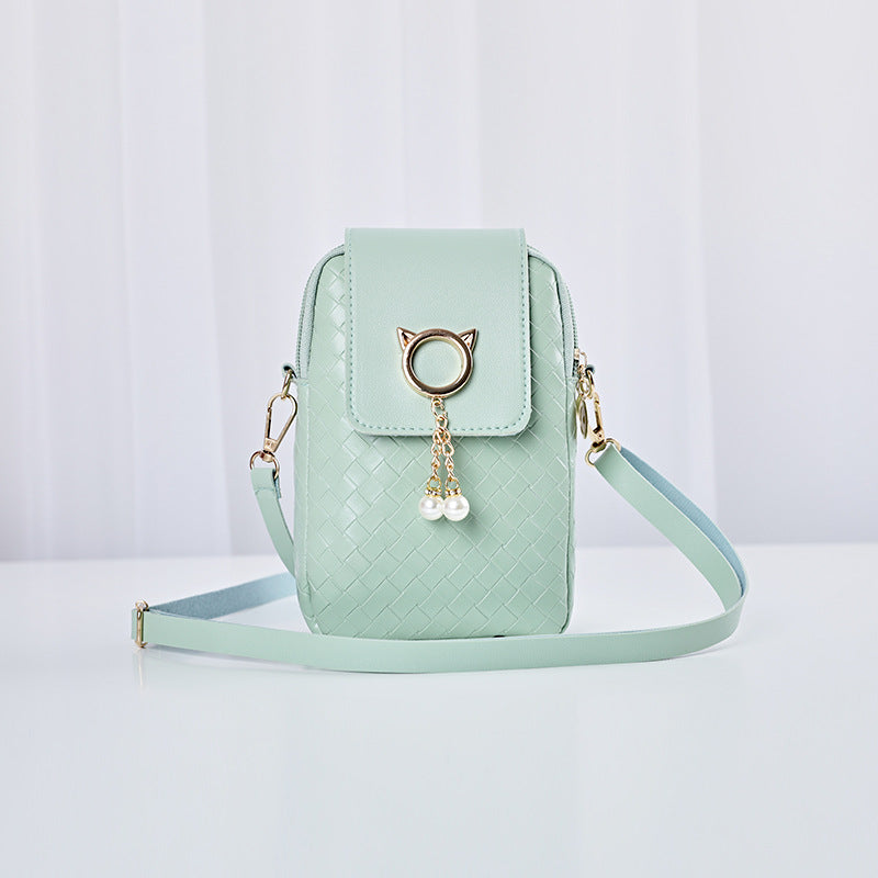 Women's Spring Fashion Woven Mini Pearl Shoulder Bags