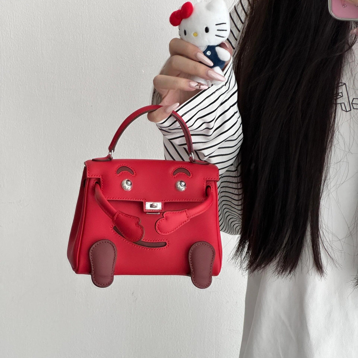 Crocodile Pattern Cowhide Millennium Doll Kelly Mini Bags