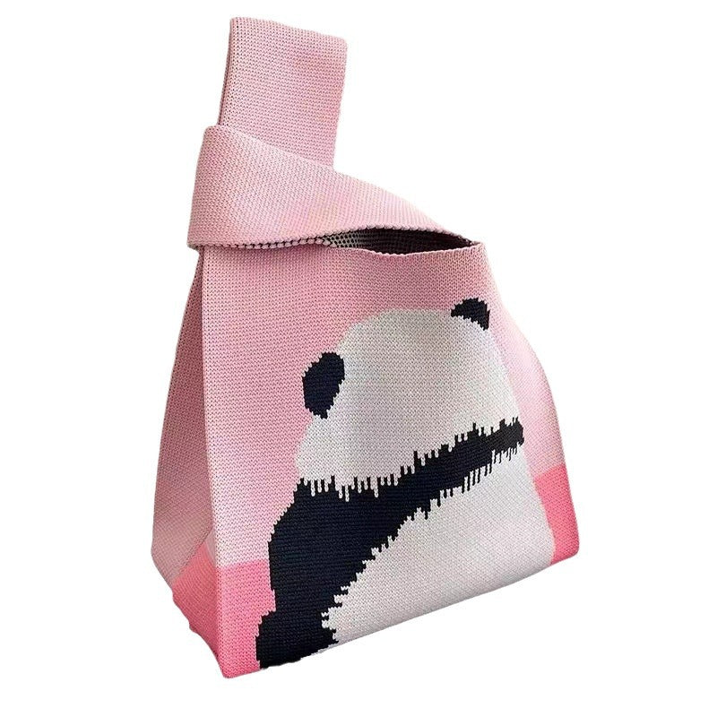 Women's Boat Festival Panda Knitted Wrist Handbags